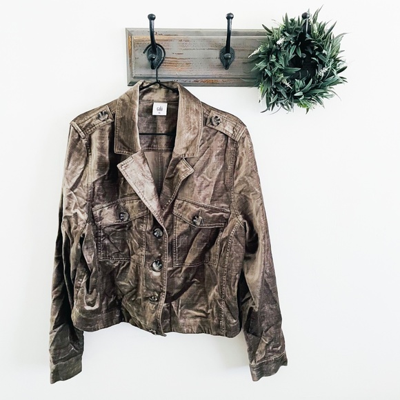 CAbi Taupe Sunday Topper Velvet Jacket XL 3377